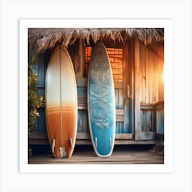 Surfboards On The Beach 1 Art Print