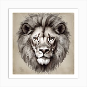 Lion Head Tattoo Art Print