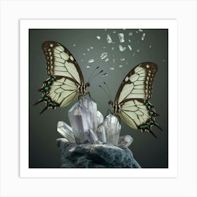 Butterflies On Crystals 1 Art Print