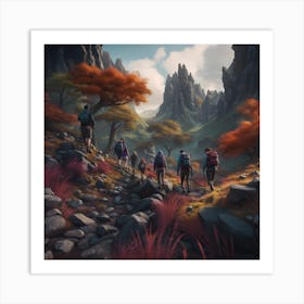 Group Hikers in the Wilderness Art Print