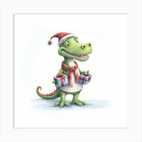 Crocodile Christmas 1 Art Print