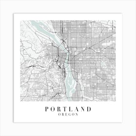 Portland Oregon Street Map Minimal Color Square Art Print