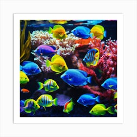 Colorful Fishes In An Aquarium Art Print