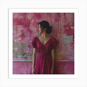 Girl In A Pink Dress Art Print