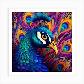 Peacock With Colorful Feathers Art Print