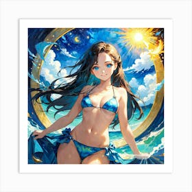 Anime Girl In Bikini th Art Print