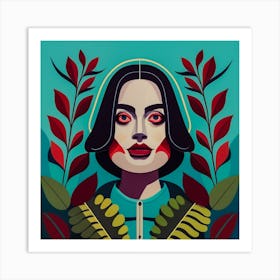 vampire Woman With Leaves Art Print