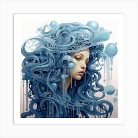 Girl With Blue Hair Art Print