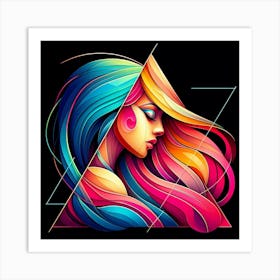 Portrait Of A Woman With Colorful Hair 1 Art Print