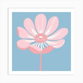 A White And Pink Flower In Minimalist Style Square Composition 376 Art Print