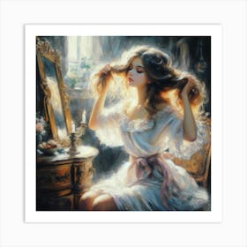 Girl in front of a mirror Art Print