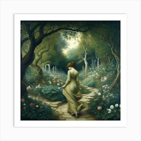 Girl In A Garden 6 Art Print