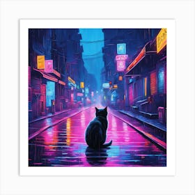 Cat In The Rain 2 Art Print