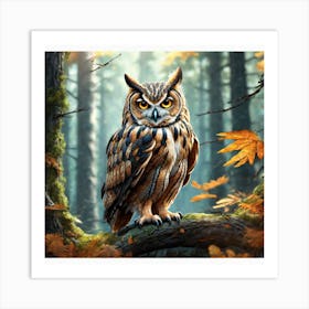 Owl In The Forest 188 Art Print