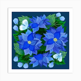 Blue Floral Art Print