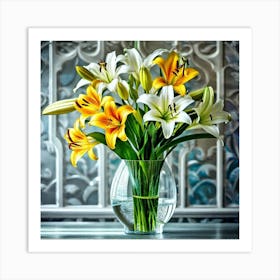 Lilies In A Vase 12 Art Print