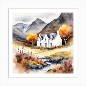 A Scottish cottage painting Art Print