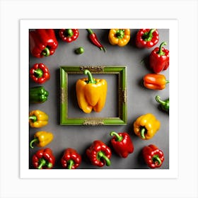 Colorful Peppers In A Frame 20 Art Print