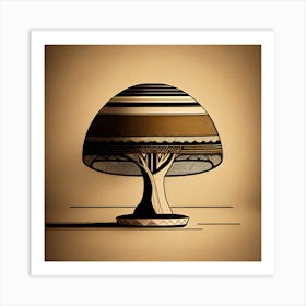Mushroom folk art Earth tone colors Art Print