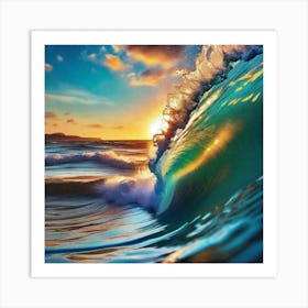 Sunset Ocean Wave 1 Art Print