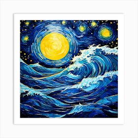 Starry Night Over The Ocean Art Print