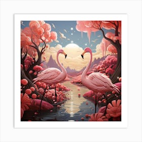 Pink Flamingos Art Print