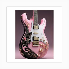 Rhapsody in Pink and Black Guitar Wall Art Collection Art Print