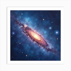 Watercolor Galaxy Featuring Vivid Star Constellations 1 Art Print