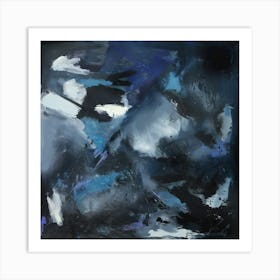 Calm Beneath The Storm- Bold Art, Abstract Painting, Blue, Cloud Art, Blue, Bold, Sky, Scenery, Expressionism, Minimalist Art, Modern Art Print