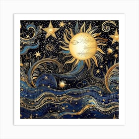 Gold Stars In The Sky Art Print