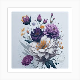 Purple Flowers myluckycharm Art Print