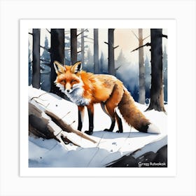 Fox In The Snow 21 Art Print