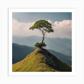 Lone Tree On Top Of Mountain 31 Art Print