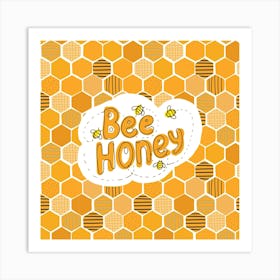 Bee Honey Honeycomb Hexagon Art Print