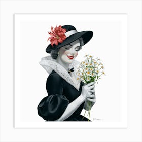 Timeless Elegance Vintage Portrait Of A Woman In Black And White (4) Art Print