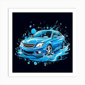 Logo Vector Car Wash Clean Soap Bubbles Water Splash Detailing Automotive Foam Service (5) Art Print