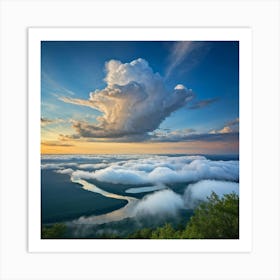 Cumulus Clouds Dominating A Scenic Cloudscape Cascading Into A Deep Azure Sky Edges Of Clouds Dus (2) Art Print