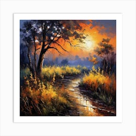 Sunset In The Forest 5 Art Print