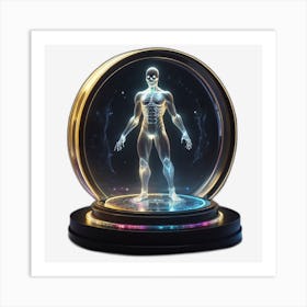 Skeleton In A Glass Globe Art Print