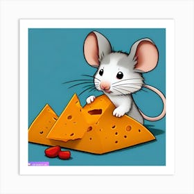 Pop Art Print | Mouse Next To Cheese Pyramid Art Print