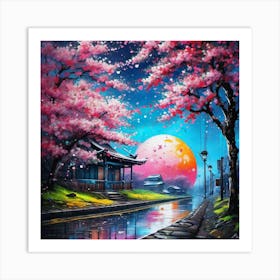 Cherry Blossom Painting Art Print