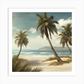 Palm Trees On The Beach Art Print