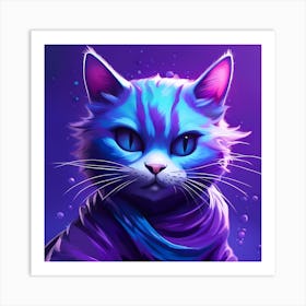 Purple Cat With Blue Eyes 3 Art Print