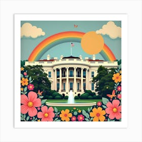 Rainbow Over White House Art Print