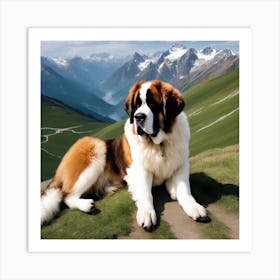 St Bernard Dog 12 Art Print