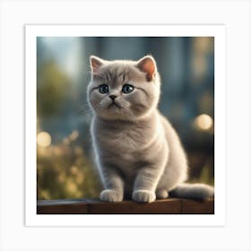 A Cute British Shorthair Kitty, Pixar Style, Watercolor Illustration Style 8k, Png (13) Art Print