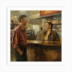 Couple At The Bar Art Print