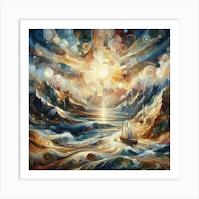 Sun Rising Over The Ocean Art Print