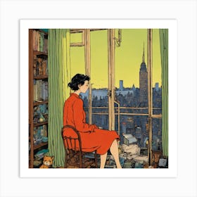 Woman In A Window Art Print