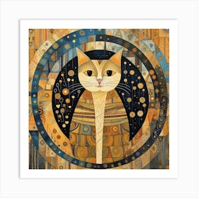 Cat In A Circle in style of Gustav Klimt Art Print